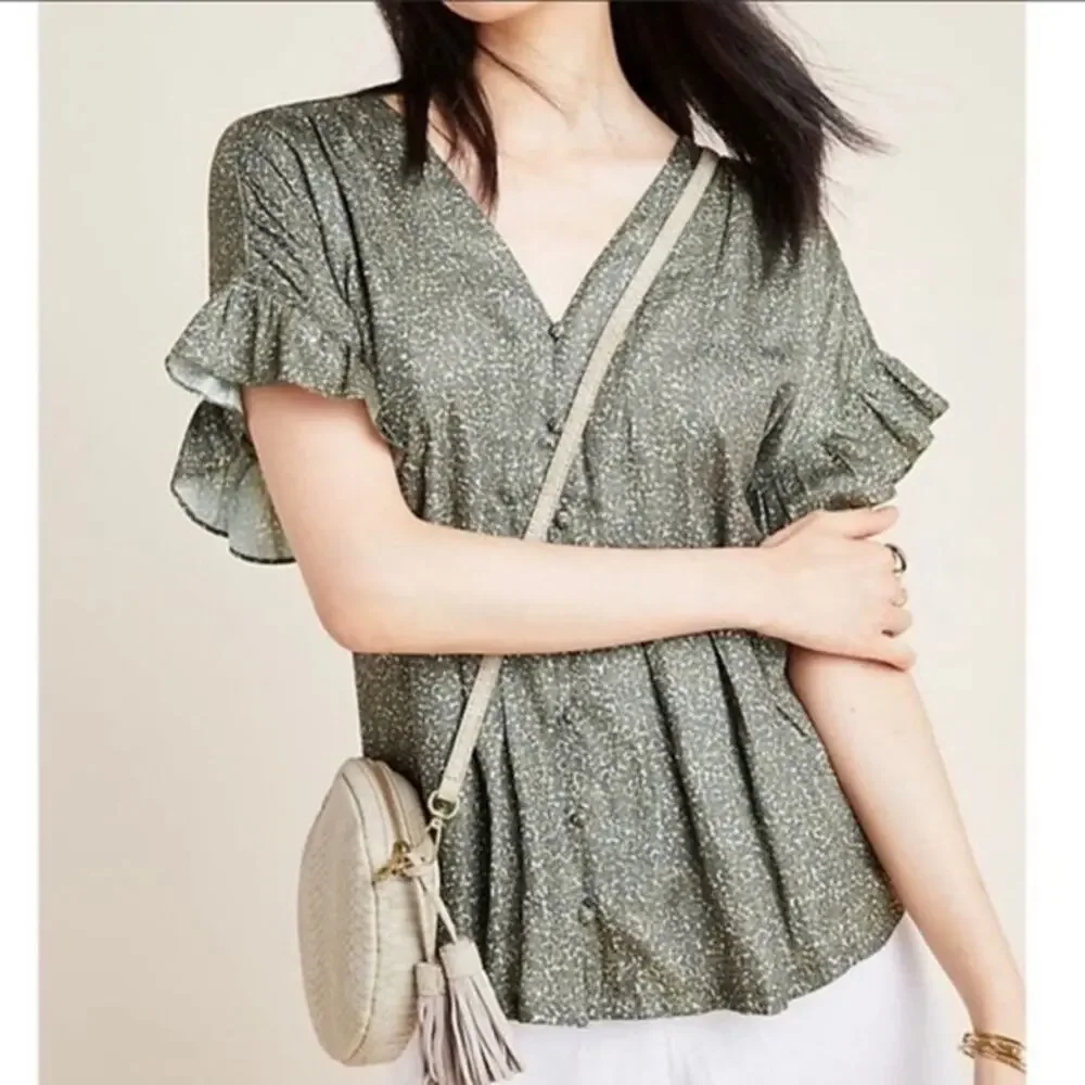 Anthropologie Dolan Blouse‎ | Womens Peplum Top | Size M - Picture 2 of 9